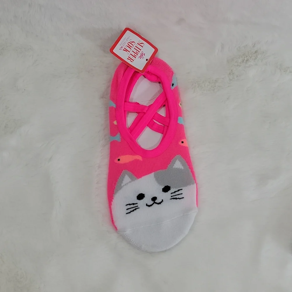 Justice Cat Slipper Sock Size M/L